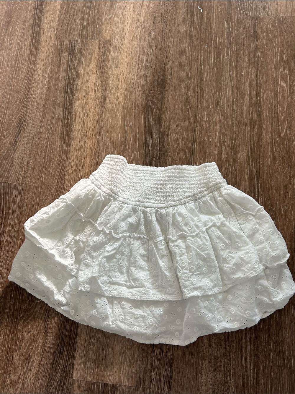 Hollister White Tiered Eyelet Mini Skirt
